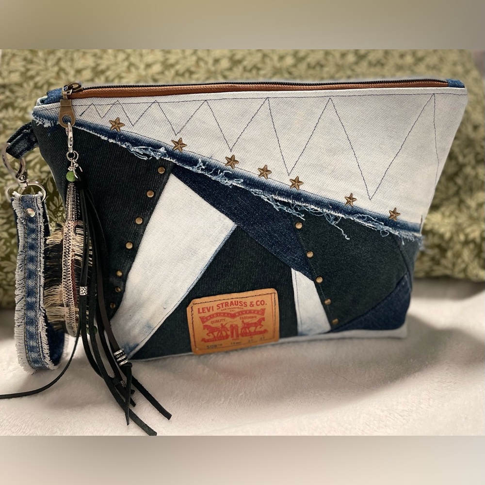 Patchwork Denim Clutch Handbag - from Upcycled denim Jeans